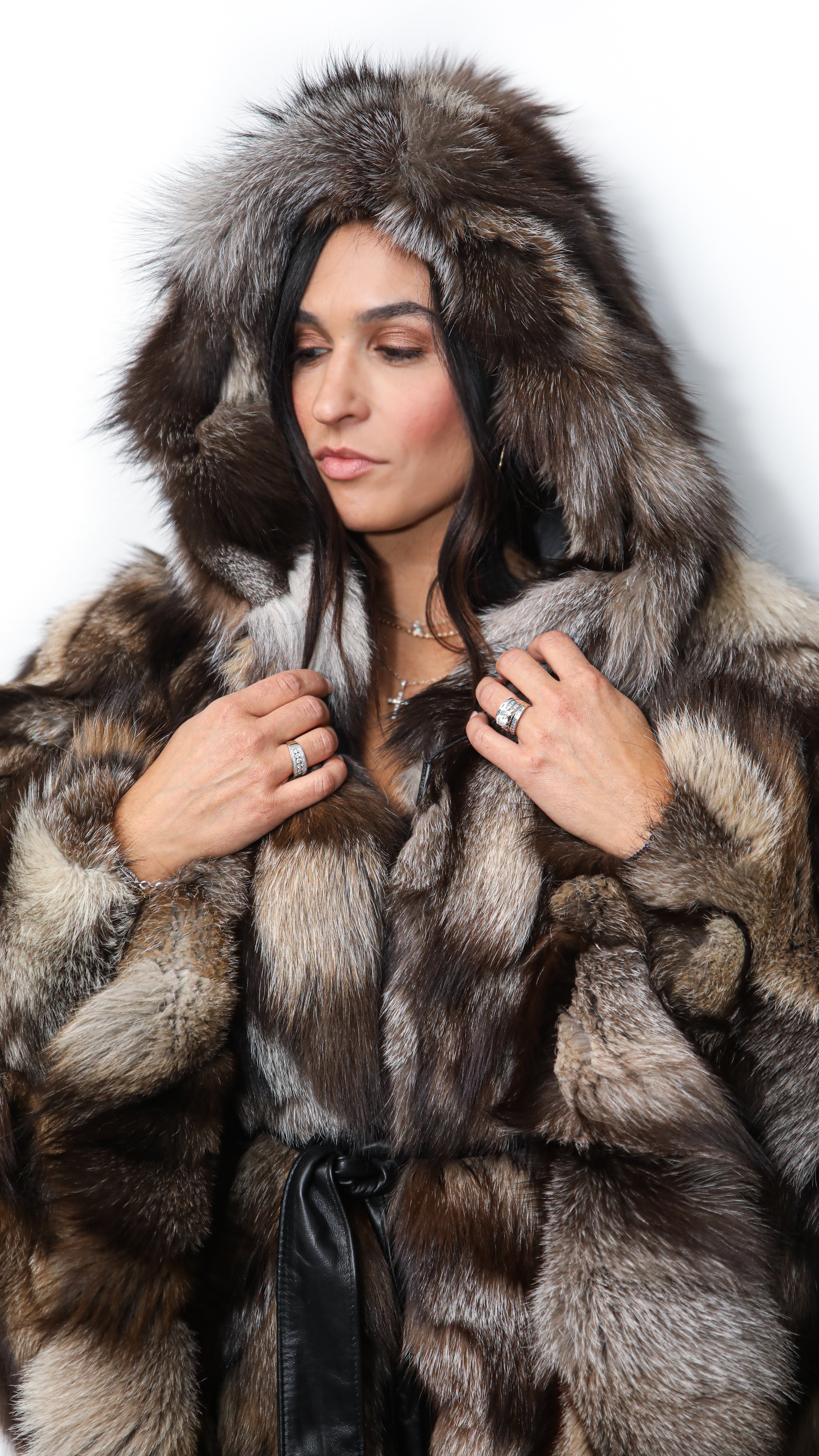 Crystal Fox Poncho With Hood