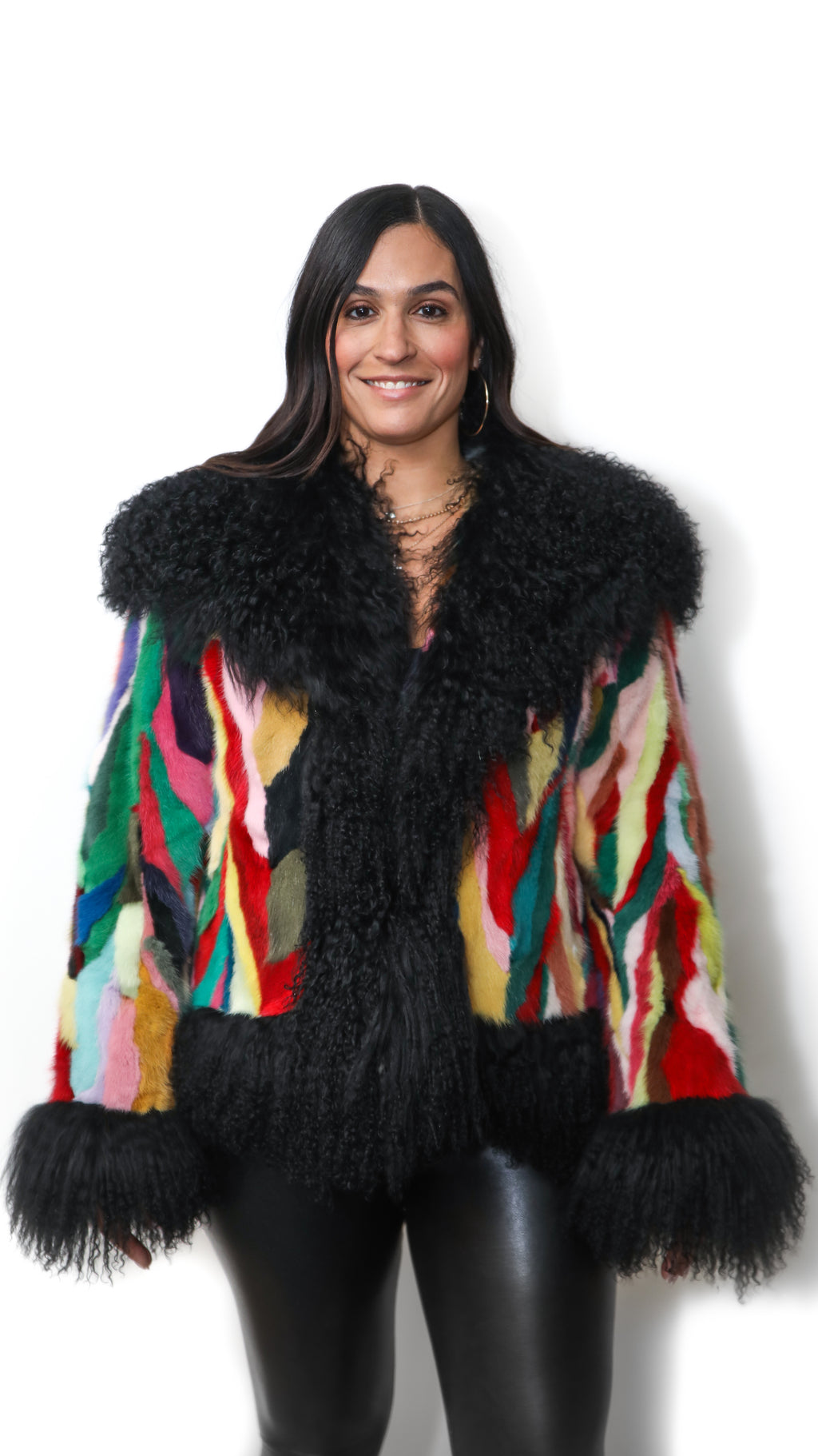 Mink Sectional Multicolor With Mongolian Lamb