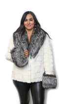 White Mink Sectional Jacket with Silver Fox