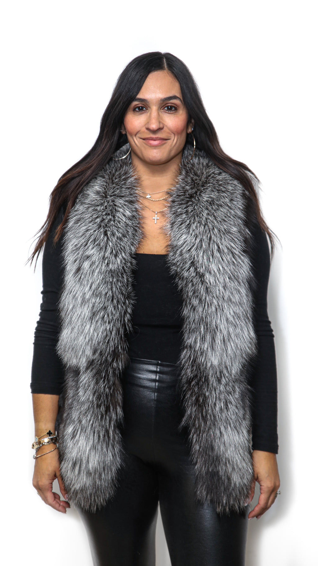 Ranch Mink Sectional Vest With Silver Fox