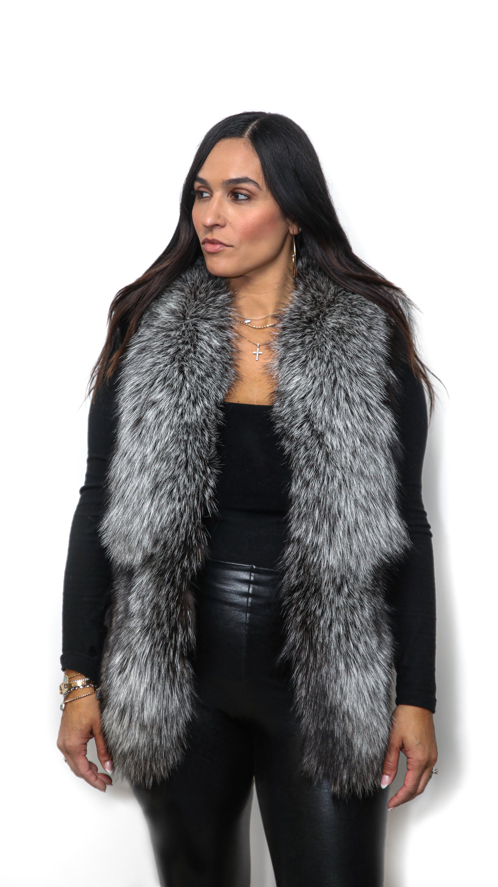 Ranch Mink Sectional Vest With Silver Fox