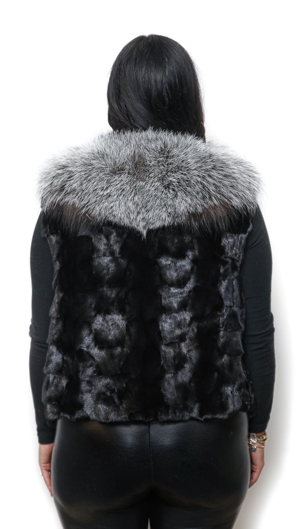 Ranch Mink Sectional Vest With Silver Fox