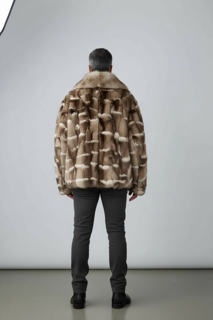 Blue Fox Jacket with Fox Collar