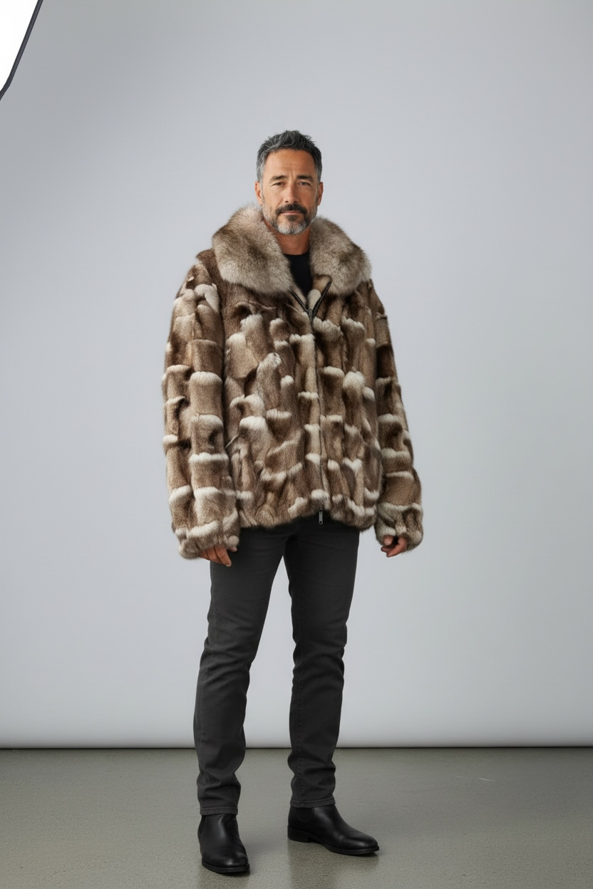 Blue Fox Jacket with Fox Collar