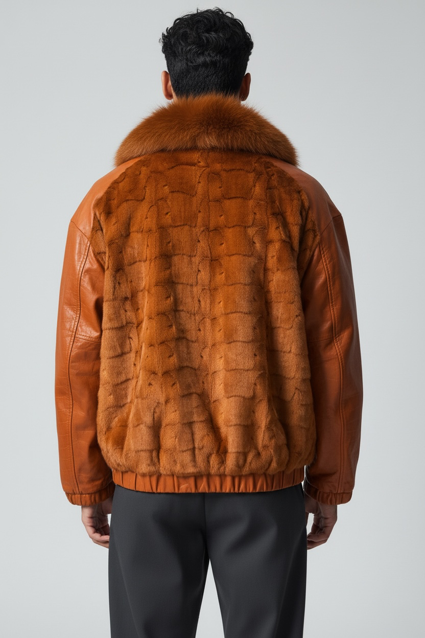 Mink Sectional Jacket With Fox Collar