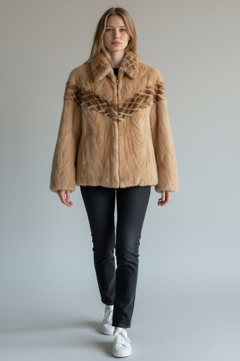 Pastel Two Tone Mink Jacket
