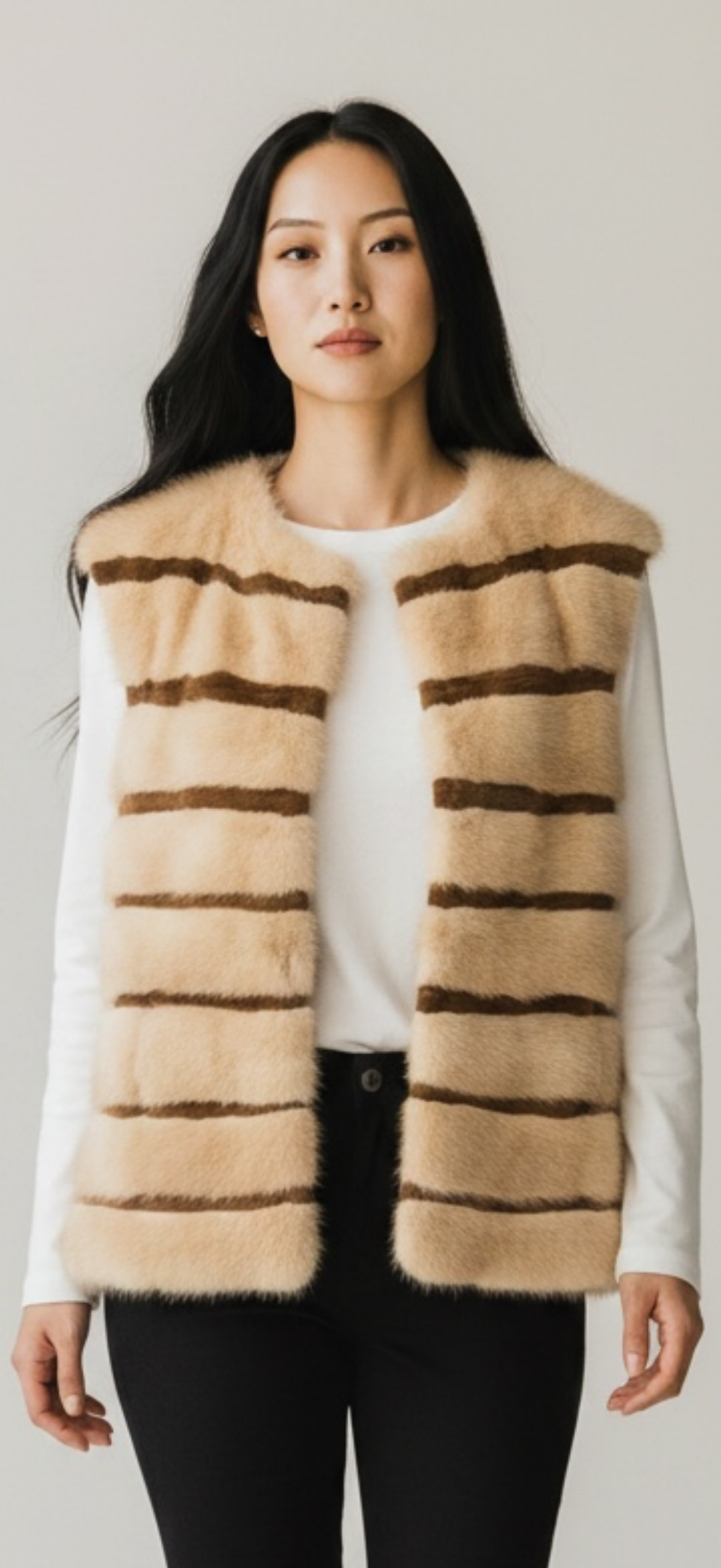Blush Mink Vest with Sheared Beaver